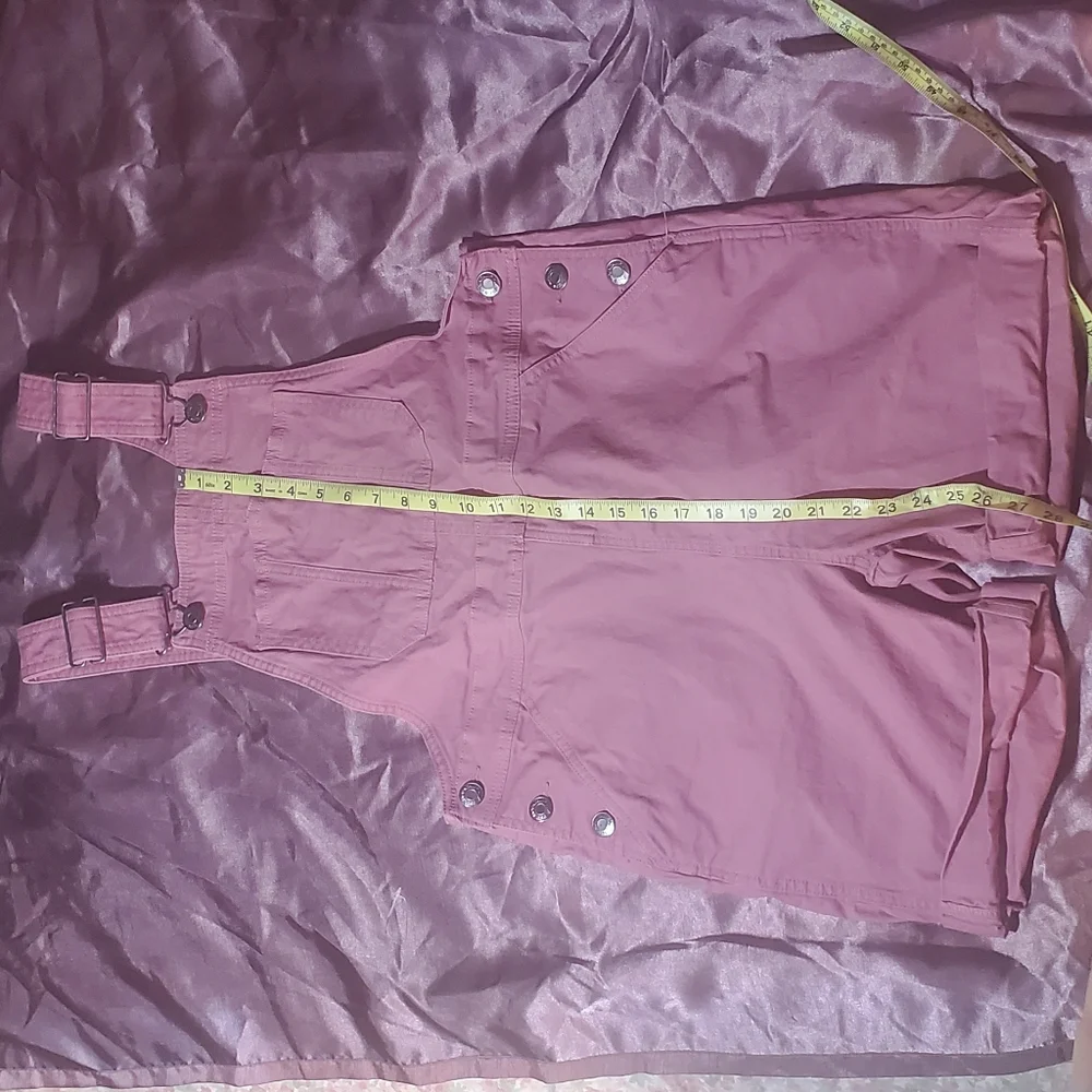 BLUE MOUNTAIN Women's Canvas Bib Shortall Overall Shorts Color Pink Solid - Picture 4 of 8